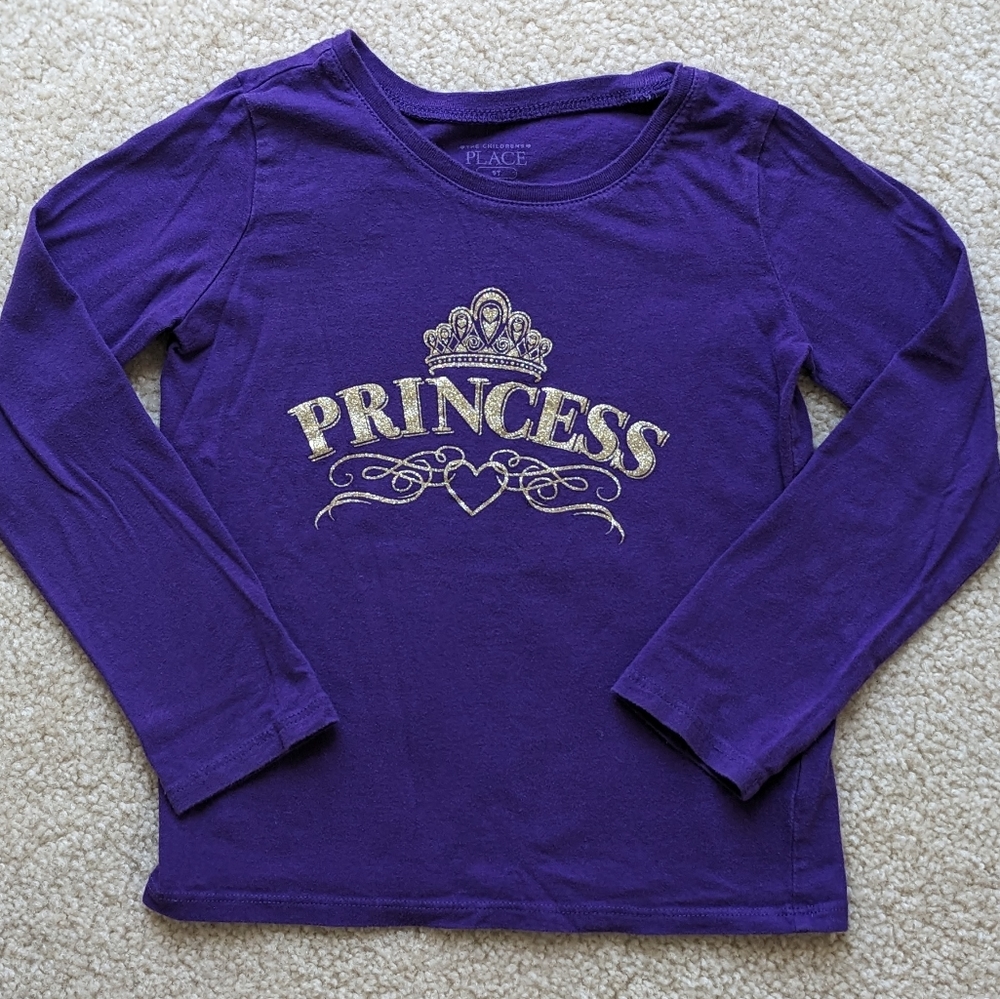 Little Girls Purple Princess Long Sleeve Shirt (5T)